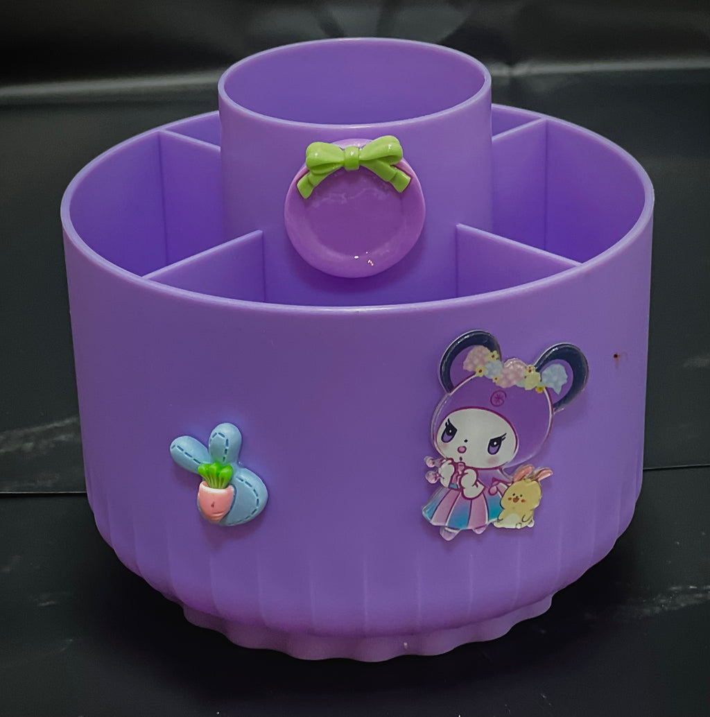 💜 منظّم كيوت لافندر الدائري للمكتب والمكياج