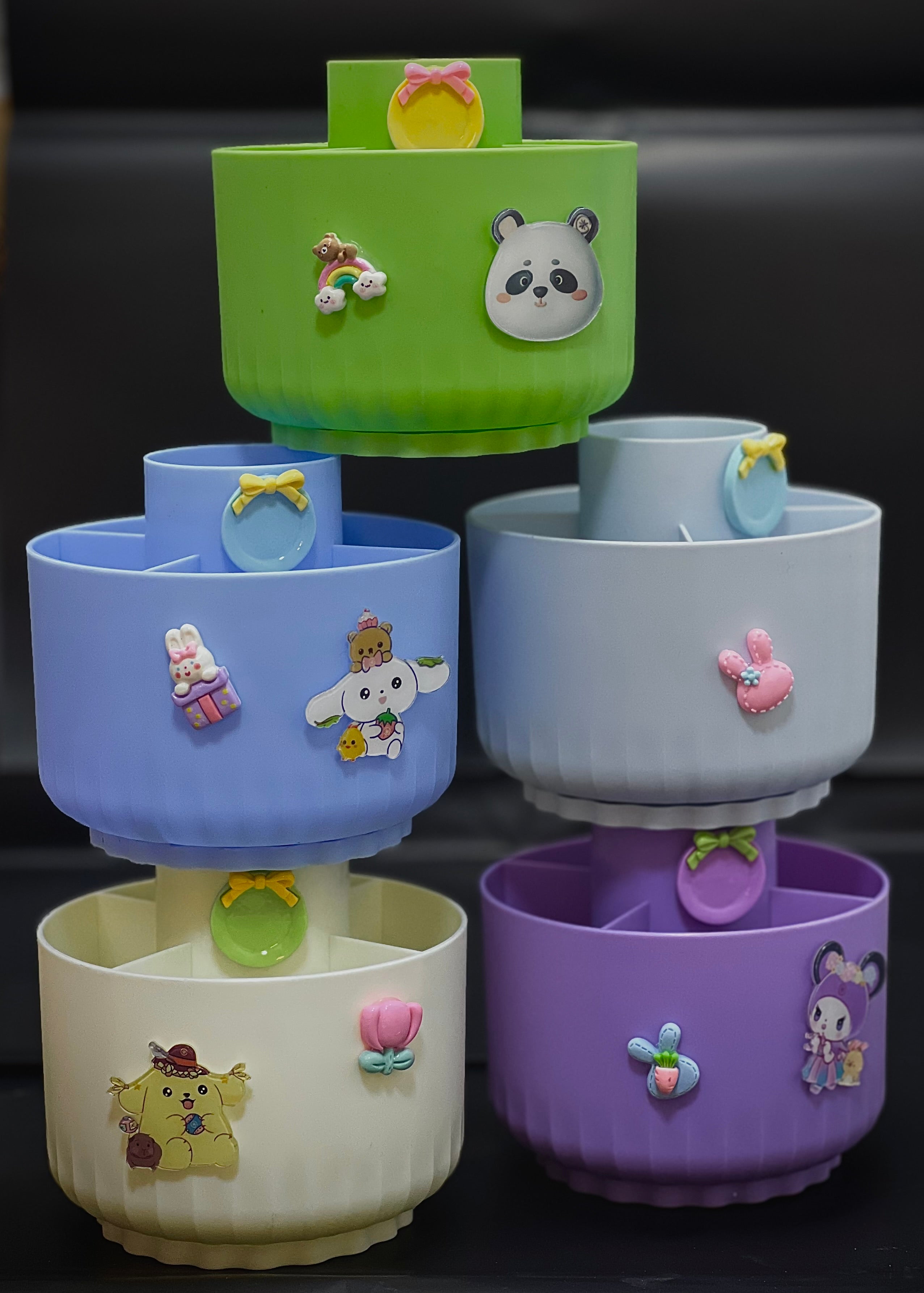 💜 منظّم كيوت لافندر الدائري للمكتب والمكياج